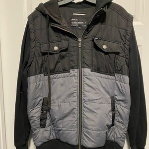 Grey and black RVCA jacket — Medium size
